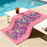 Personalized Preppy Floral Letter Oversized Quick Dry Beach Towel with Name Travel Essential Birthday Gift for Friends Sisters