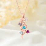 Personalised Dainty Family Heart Birthstone Necklace with 1-6 Names Birthday Mother's Day Gift for Mom Grandma Woman