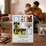 Personalised Dad Photo Rectangle Building Brick Puzzle with 6 Photos Text and Name Father's Day Gift for Dad Husband
