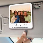 Clip de pare-soleil voiture personnalisé avec texte et photo - Accessoire en bois pour voiture - Cadeau pour la famille