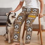 Personalized Paw Bone Print Soft Pajama Pants with 1-5 Photos Name and Title Daily Wear Birthday Gift for Pet Lovers Friends