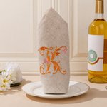 Personalized Embroidered Floral Initial Linen Napkin Table Decor Anniversary Wedding Birthday Gift for Family Friends