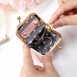 Personalised Ink Painting Style Birth Flower Portable Genuine Leather Mini Jewellery Case with Kiss Lock and Name Daily Use Birthday Gift for Women