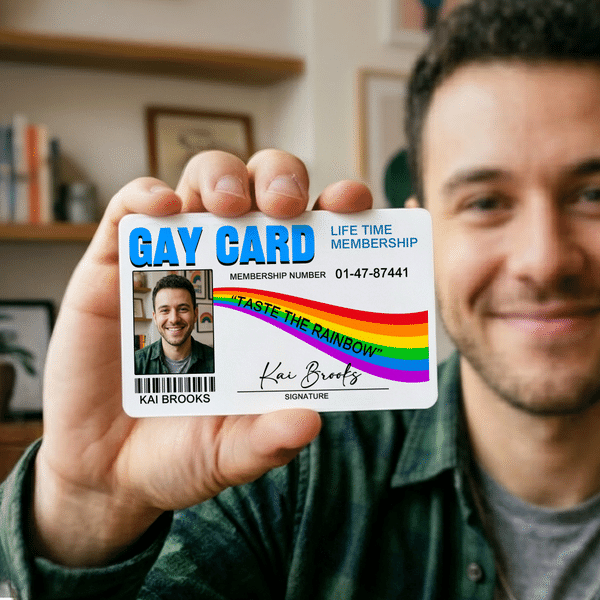 Personalized Rainbow Membership Photo Gay Identity Card with Name and Gift Bag Funny Rainbow Community Gift for LGBT