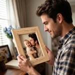 Personalized Date of Birth Engraved Wooden Photo Frame with Name Home Decor First Father's Day Gift for New Dad Daddy