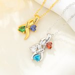 Personalised Dainty Family Heart Birthstone Necklace with 1-6 Names Birthday Mother's Day Gift for Mom Grandma Woman
