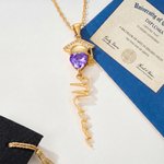 Personalised Heart Birthstone Graduation Cap Necklace with Name Graduation Ceremony Party Gift for Graduates