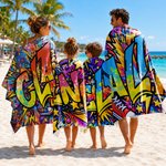 Asciugamano da spiaggia personalizzato in microfibra con nome, musica, sport, stelle, graffiti, asciugatura rapida, regalo di compleanno per bambini e famiglie.