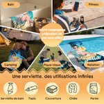 Serviette de plage personnalisée avec personnage dessin animé et nom - Cadeau d'anniversaire essentiel pour elle et lui