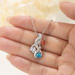 Personalised Dainty Family Heart Birthstone Necklace with 1-6 Names Birthday Mother's Day Gift for Mom Grandma Woman
