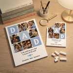 Personalised Dad Photo Rectangle Building Brick Puzzle with 6 Photos Text and Name Father's Day Gift for Dad Husband