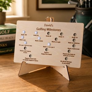 Personalised Golfing Golf Milestone Stand Ornament with Text and Mini Golf Balls Home Display Birthday Christmas Retirement Gift for Golfers