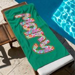 Personalized Preppy Floral Letter Oversized Quick Dry Beach Towel with Name Travel Essential Birthday Gift for Friends Sisters