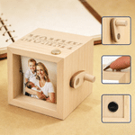 Personalized Mom I Love You Wooden LED Light Music Box with 8-16 Photos and Mechanical Melody Birthday Gift for Family Loved Ones