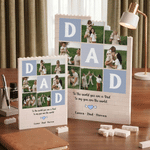 Personalised Dad Photo Rectangle Building Brick Puzzle with 6 Photos Text and Name Father's Day Gift for Dad Husband