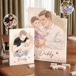 Puzzle di mattoncini da costruzione con titolo e testo personalizzati con foto ad acquerello Regalo di compleanno per la festa del papà e del nonno