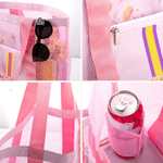 Personalised Colourful Retro Stripe Shadow Letter Fashion Women Tote Beach Bag with Name Daily Use Travel Birthday Gift for Women Besties