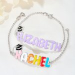 Personalized Graduation Cap Enamel Bubble Letter Name Bracelet Unique Jewelry Daily Wear Graduation Ceremony Gift for Graduates