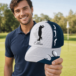 Personalized Golf Swing Silhouette Multicolor Baseball Cap with Name Father's Day Game Day Birthday Gift for Golf Lovers