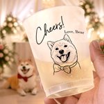Personalized Line Art Style Pet Photo Frosted Food-Grade Plastic Cups with Names Set of 10 Daily Use Wedding Party Gift for Guests Newlyweds