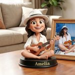 Figura personalizada de resina en miniatura 3D con base y texto de resina decoración del hogar regalo de aniversario para familia y guitarristas