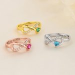 Henkilökohtainen Infinity Sign Heart Birthstone Sterling Silver Ring kaiverrettu nimi kihlaus häät lahja hänelle