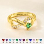Henkilökohtainen Infinity Sign Heart Birthstone Sterling Silver Ring kaiverrettu nimi kihlaus häät lahja hänelle