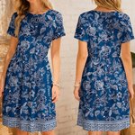 Personalised Bohemian Style Round Neck Short Sleeves Dress with Text Daily Wear Birthday Gift for Mom Woman
