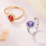 Personalized Birthstone Ring with Name and Year Dainty Jewelry Graduation Birthday Gift for Girl Graduates