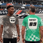 T-shirt personnalisé multicolore avec nom et numéro de voiture de course Cadeau d'anniversaire pour les amoureux de la course automobile