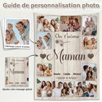 Couverture personnalisée avec nom photos et textes - Décoration de maison - Cadeau de fête des Mère et fête des Pères pour la famille