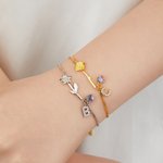 Personlig fødselsblomst hjerte fødselsstein Justerbart armbånd med initial anheng Bursdagsgave til kvinner