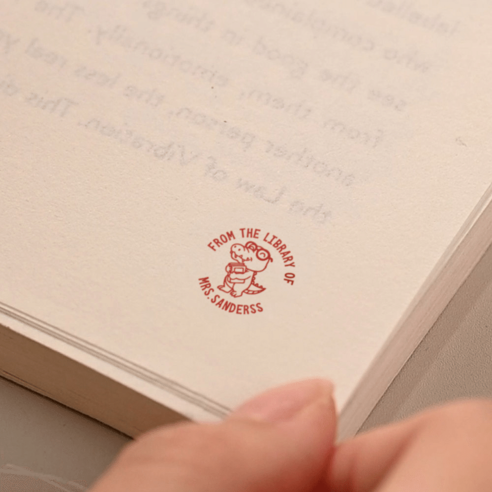 Personalized From the Library of Cute Animal Stamp with Box Daily Use Library Bookish Gift for Book Lover 4