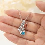 Personalized Dainty Family Heart Birthstone Necklace with 1-6 Names Birthday Mother's Day Gift for Mom Grandma Woman