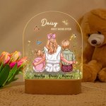 Personalisert Best Mom Ever Akvarell Family Embrace LED-nattlys med trebunn Hjemmedekorasjon Morsdag Bursdagsgave til mamma