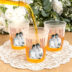 Personalized You & Me Photo Frosted Food-Grade Plastic Cup with Name and Text Set of 10 Wedding Gift for Bride Newlywed