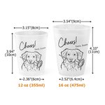 Personalized Line Art Style Pet Photo Frosted Food-Grade Plastic Cups with Names Set of 10 Daily Use Wedding Party Gift for Guests Newlyweds