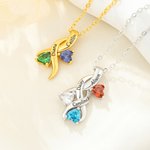 Personalized Dainty Family Heart Birthstone Necklace with 1-6 Names Birthday Mother's Day Gift for Mom Grandma Woman