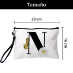 Bolso tote grande y neceser de maquillaje portátil personalizados con flor de nacimiento nombre e inicial regalo de cumpleaños para mujer