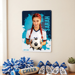 Personalised Colourful Splatter Paint 1-3 Photos Tinplate Metal Sign with Name and Number Wall Decoration Team Gift for Sports Lover