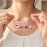 Personalized Cute Colorful Enamel Bubble Letters Graduation Cap Necklace with Name Dainty Jewelry Birthday Graduation Anniversary Gift for Graduates