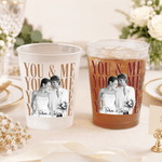 Personalized You & Me Photo Frosted Food-Grade Plastic Cup with Name and Text Set of 10 Wedding Gift for Bride Newlywed