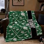 Gepersonaliseerde ijshockeystick Patroon zachte deken met naam Home gebruik Game Night verjaardagscadeau voor kinderen volwassenen ijshockey liefhebber