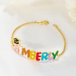 Personalized Graduation Cap Enamel Bubble Letter Name Bracelet Unique Jewelry Daily Wear Graduation Ceremony Gift for Graduates