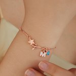 Personlig fødselsblomst hjerte fødselsstein Justerbart armbånd med initial anheng Bursdagsgave til kvinner