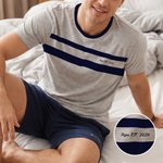 Personalized Simple Short-Sleeve Pajama Matching Shorts Set with Text Summer Home Clothing Father's Day Birthday Gift for Men