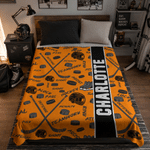 Gepersonaliseerde ijshockeystick Patroon zachte deken met naam Home gebruik Game Night verjaardagscadeau voor kinderen volwassenen ijshockey liefhebber