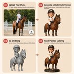 Gepersonaliseerd Schattig 3D Paard Rijden Beeldje met Naam Desktop Decoratie Verjaardagscadeau voor Paardenliefhebbers