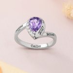 Personalized Birthstone Ring with Name and Year Dainty Jewelry Graduation Birthday Gift for Girl Graduates