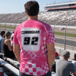 T-shirt personnalisé multicolore avec nom et numéro de voiture de course Cadeau d'anniversaire pour les amoureux de la course automobile